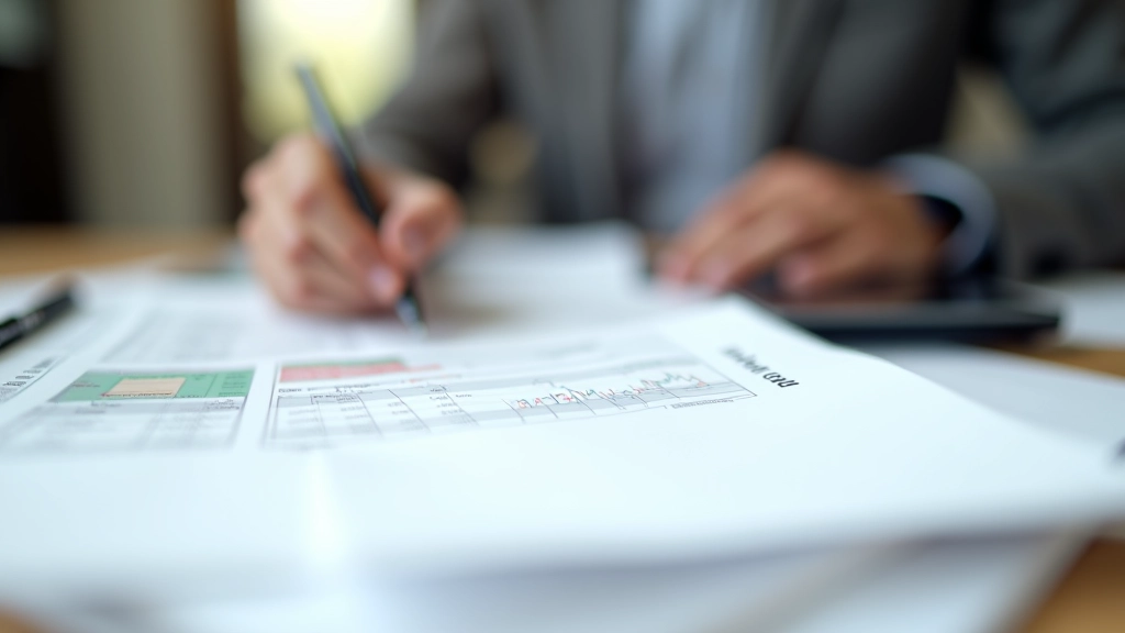 Persönlicher Finanzplaner mit Tabellen und Stift auf dem Tisch