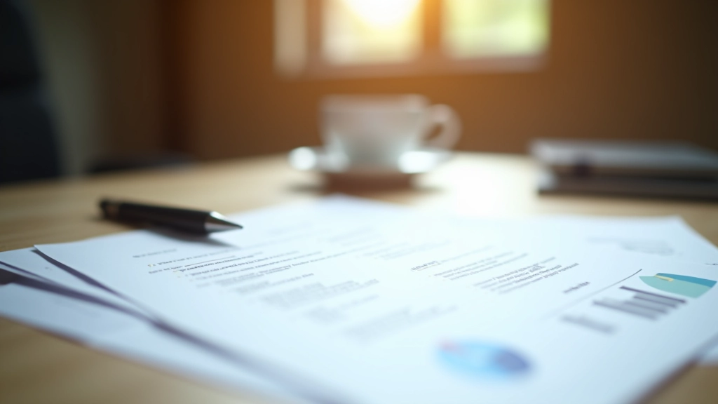 Steuererklärung und Finanzformulare mit Kaffeetasse auf Schreibtisch